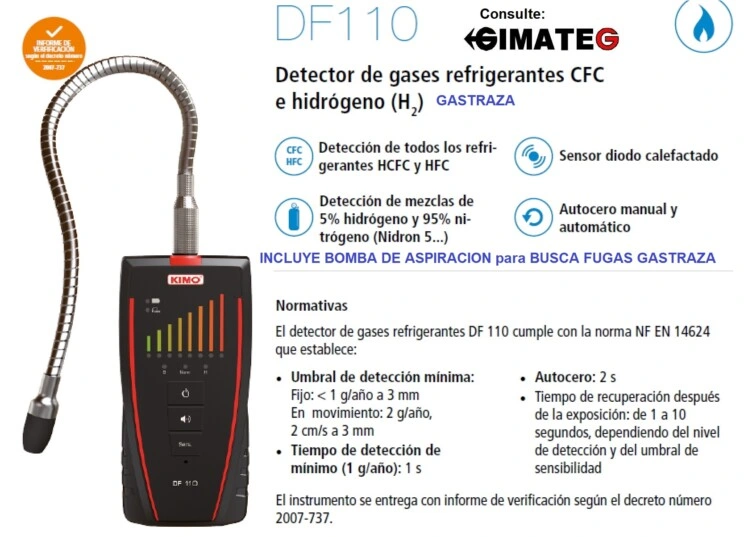 localizador fugas gas H2 al 5% y refrigerantes con bomba sauerman kimo gimateg