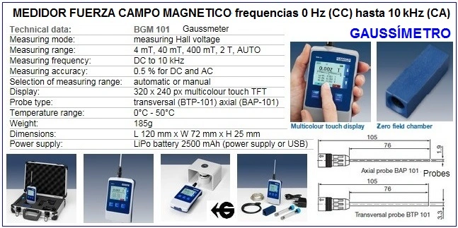 gaussimetro medidor fuerza campo magnetico gimateg