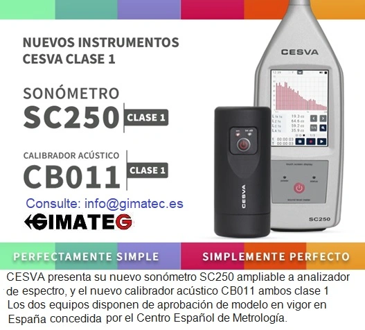 sonometro cesva sc250 clase1 y calibrador clase1 alquiler gimateg