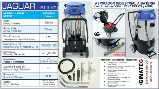 aspirador industrial a baterias para polvo y agua gimateg