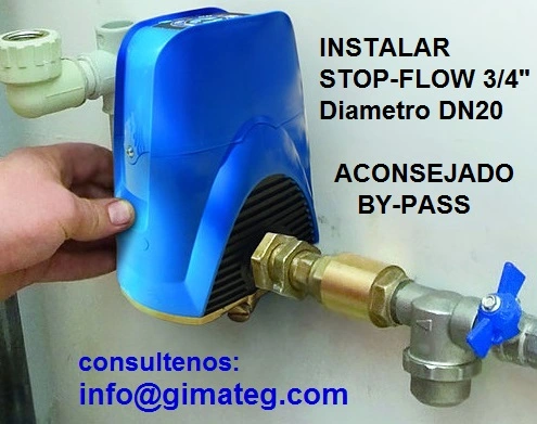 instalacion valvula Dn20 antifuga agua en viviendas stopflow gimateg