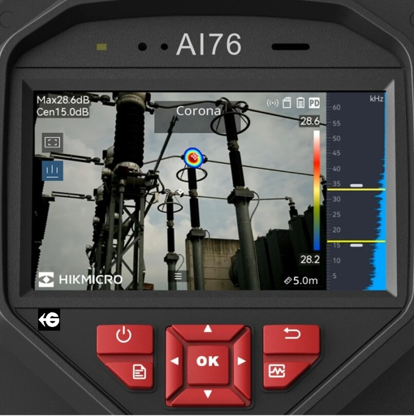 pantalla Camara acustica Hikmicro AI76 fugas o ruido o arco electrico gimateg