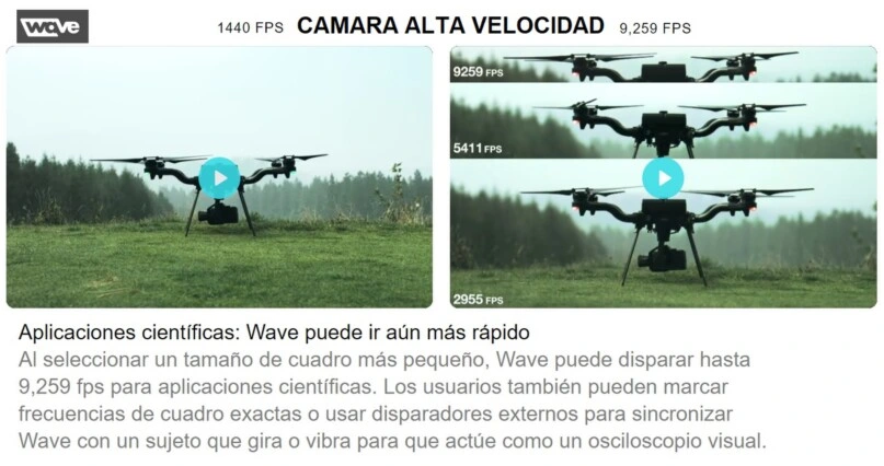 formatos y velocidad fps video alta velocidad wave2T
