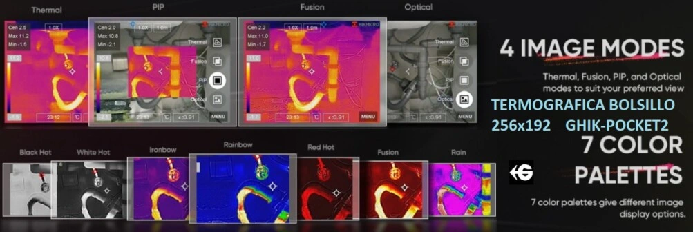 modos imagen termografica bolsillo pocket2 hikmicro gimateg