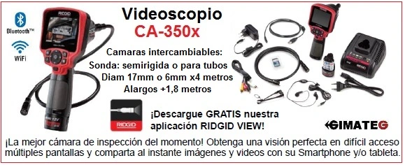 videoscopio Ridgid CA350ex Bateria 12V para camara tubos GimateG